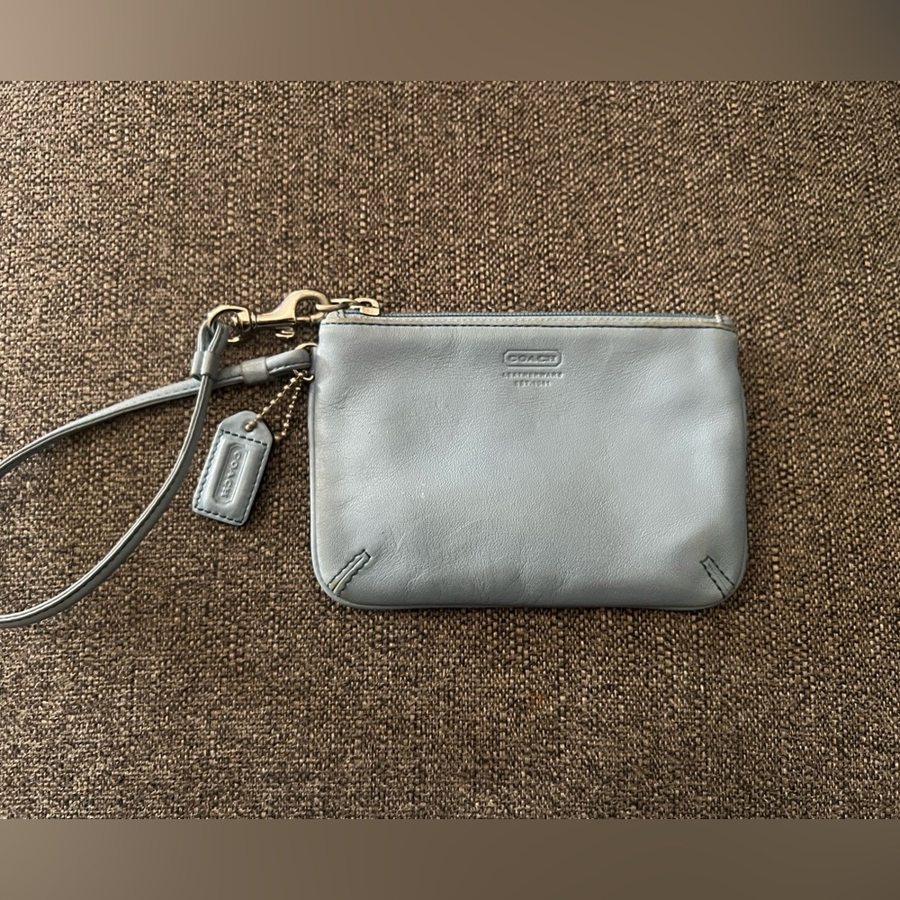 Coach light blue coin pouch
